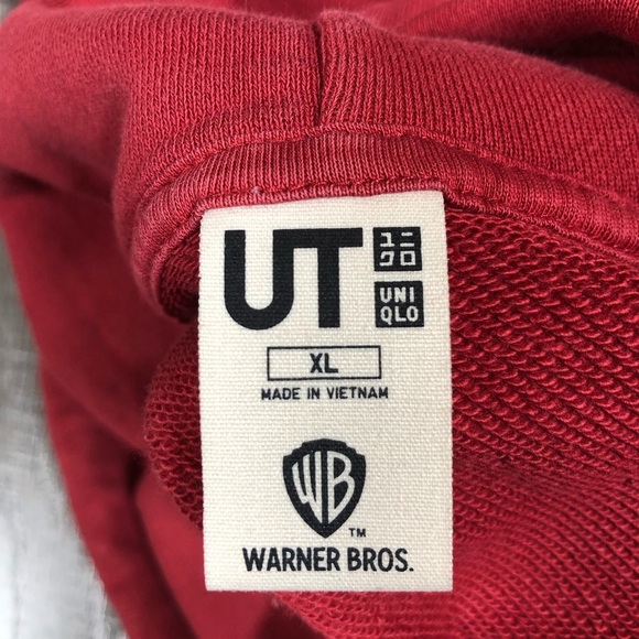 UNIQLO x LOONEY TUNES WB Long Sleeve Sweat Pullover Red Hoodie‎ Size XL - Picture 8 of 10
